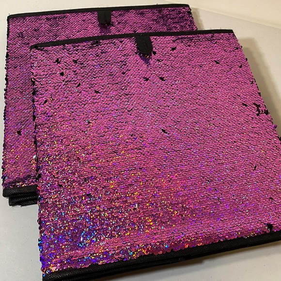Organize It All Collapsible Fabric Storage Cube Pink to Black Sequin 2 boxes - Picture 3 of 3